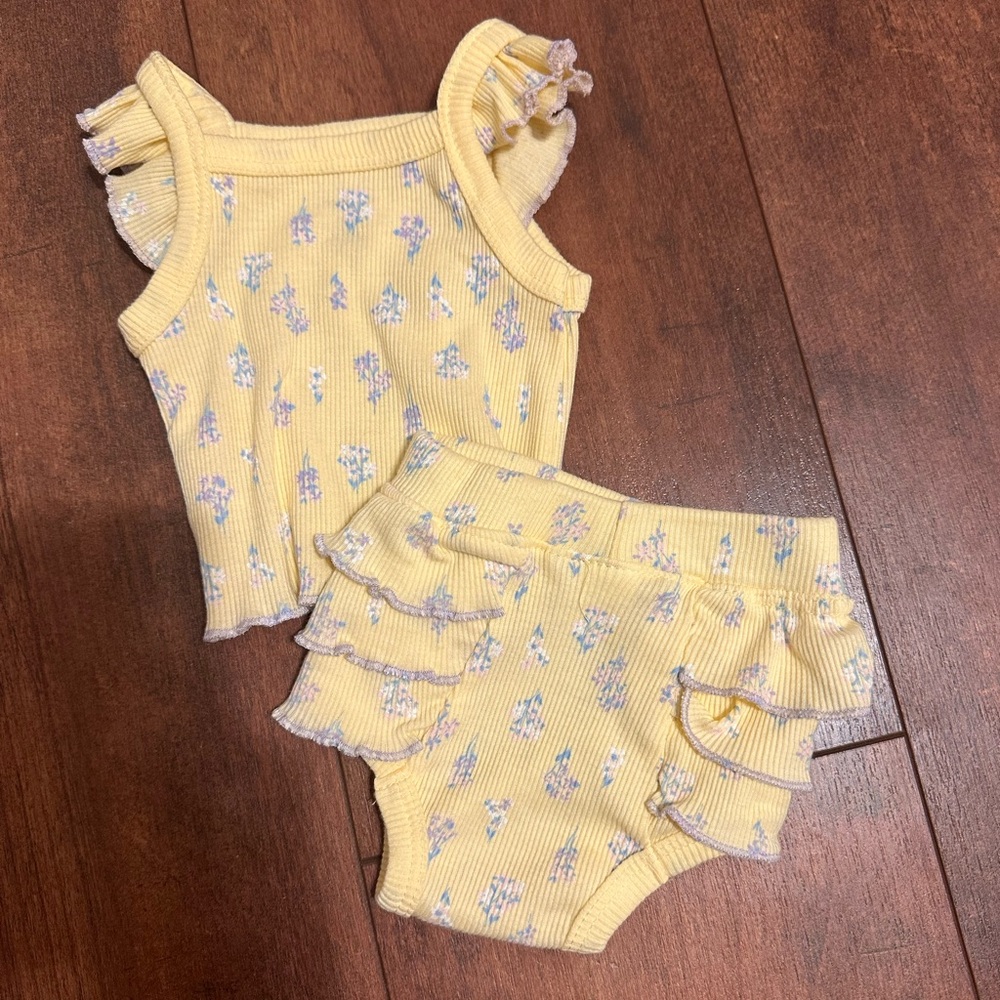 Yellow Floral Ruffle Baby Set